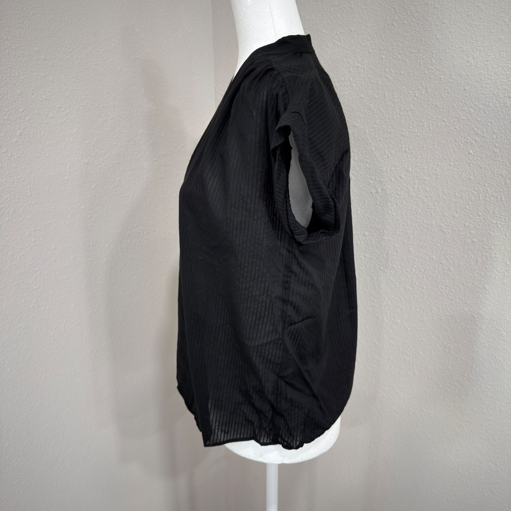 AYR V-Neck Cap Sleeve Top XS Black Minimalist Quiet Luxury Office Siren - Picture 2 of 6
